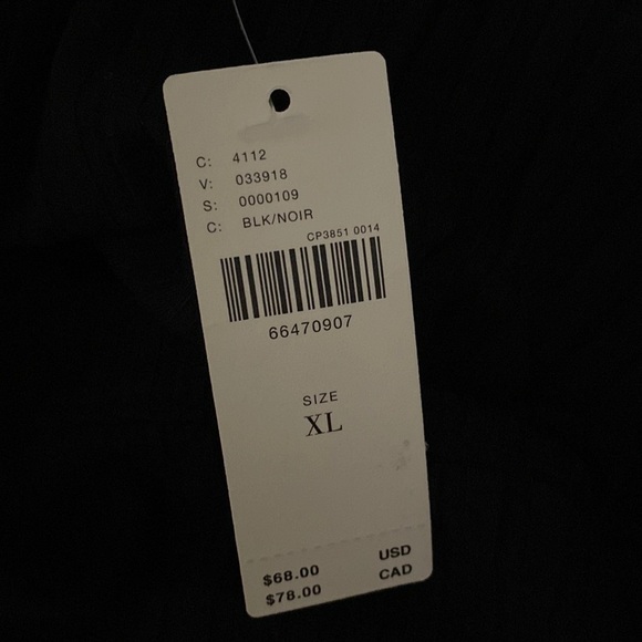 ❤️ XL ❤️ NWT Anthro Top Off The Shoulder Black Buttons Ribbed Long Sleeve​ - Picture 3 of 6